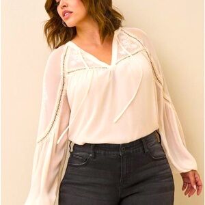 Torrid Rose Blush chiffon peasant top - Size 2